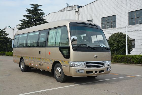 Çin Blue 2x1 Seat Arrangement Coaster Minibus / Diesel Minibus Long Distance Transport Tedarikçi